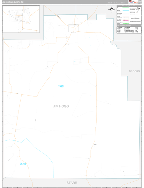 Jim Hogg County, TX Wall Map